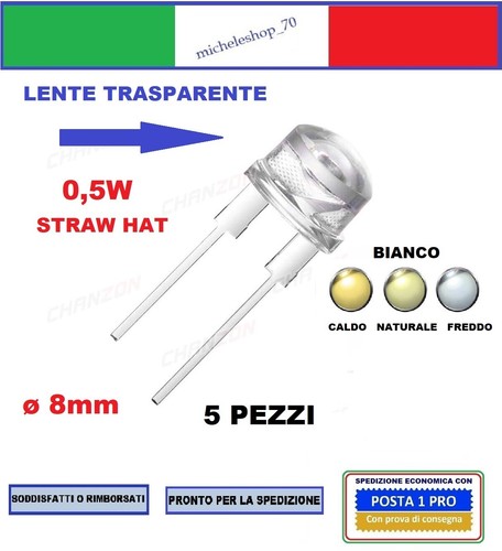 Diodo led straw - 5x, hat